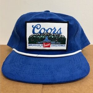 Retro Style Corduroy Blue Coors Mountain Embroidered Cap SnapBack